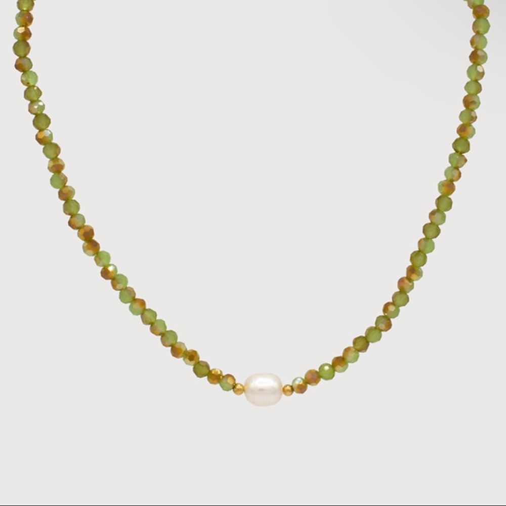 Crystals & Fresh Water Pearl Necklace by Kismet Concept